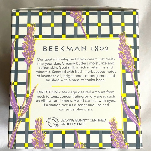 BEEKMAN 1802 LAVENDER Whipped Body Cream 8 fl oz. 236 ml - Picture 2 of 2
